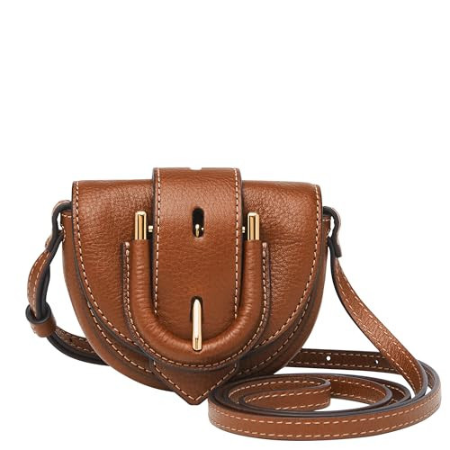 Fossil Women's Harwell Leather Micro Flap Crossbody Purse Handbag, Brown (Model: ZB1849200) | Amazon (US)