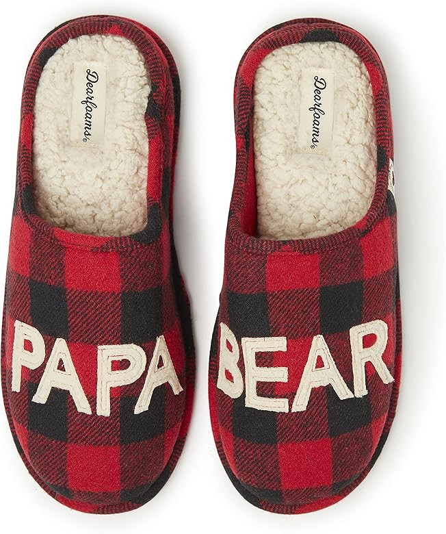 Dearfoams Men's Gifts for Men Matching Christmas Papa Bear Slipper | Amazon (US)