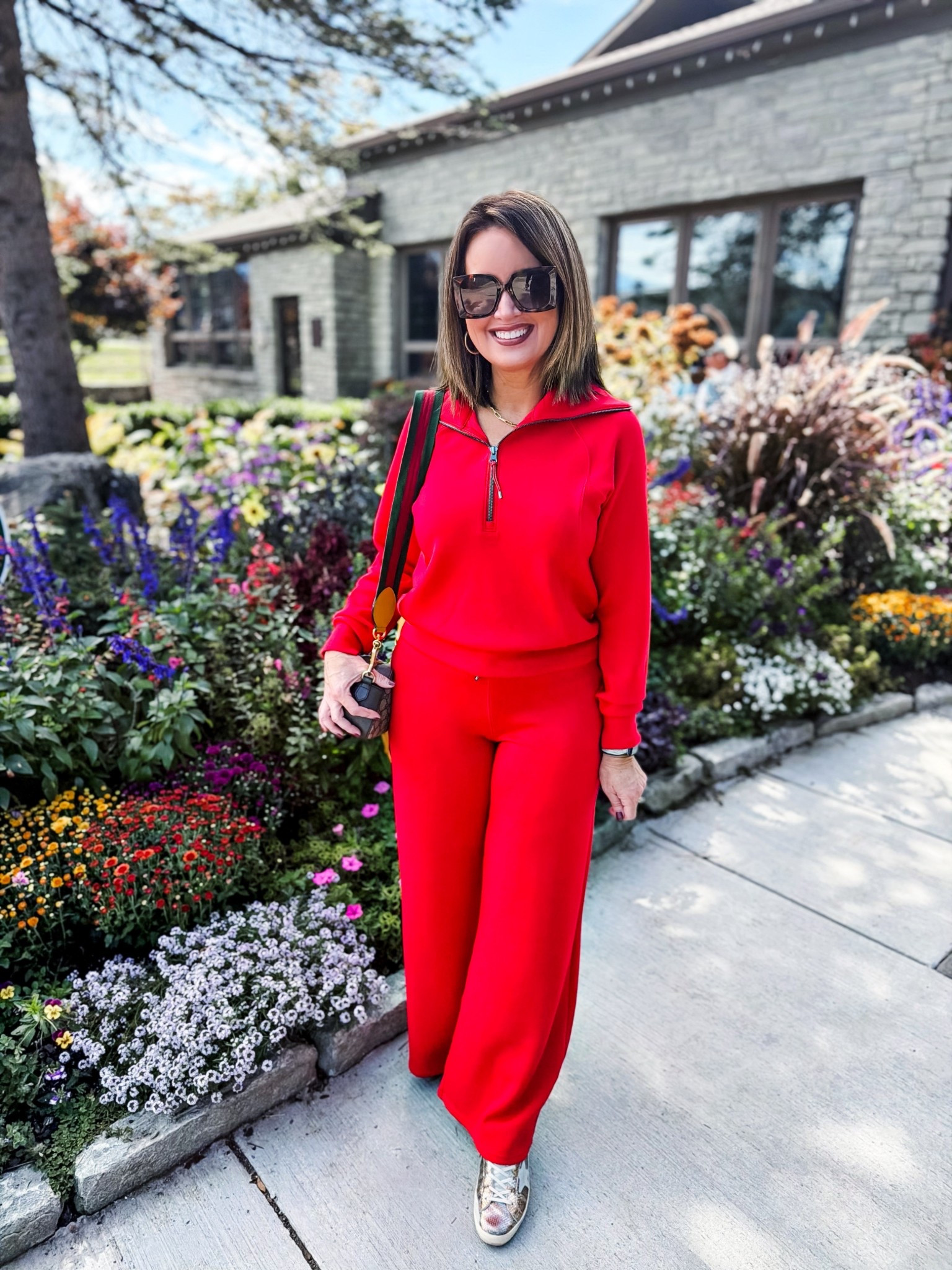 Spanx Air Essentials 20% off with code LTKSPANX 
Half zip - size down if in between sizes.
Wide leg pants fit true to size ￼

Use code LAURA on my earrings & necklace 

Travel outfit / mom ootd / spring sale 

#LTKSpringSale #LTKSaleAlert #LTKTravel