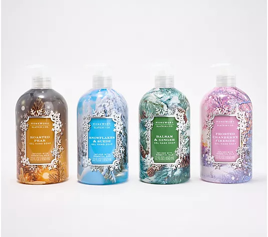 HomeWorx by Slatkin + Co. S/4 22oz Snow Day Hand Soaps - QVC.com | QVC