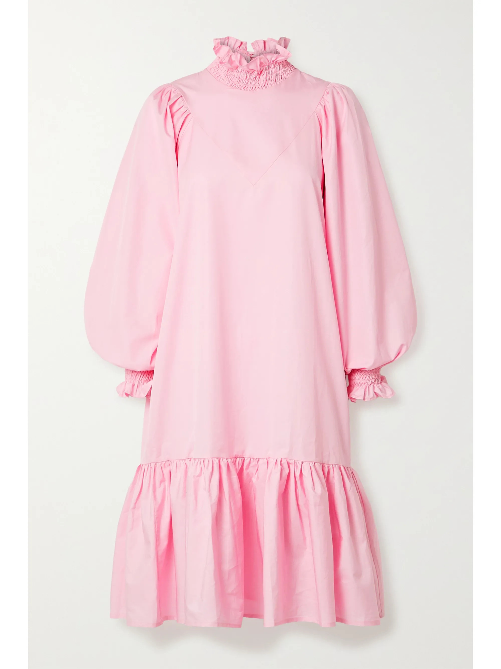 Ruffled smocked cotton-poplin dress | NET-A-PORTER (US)