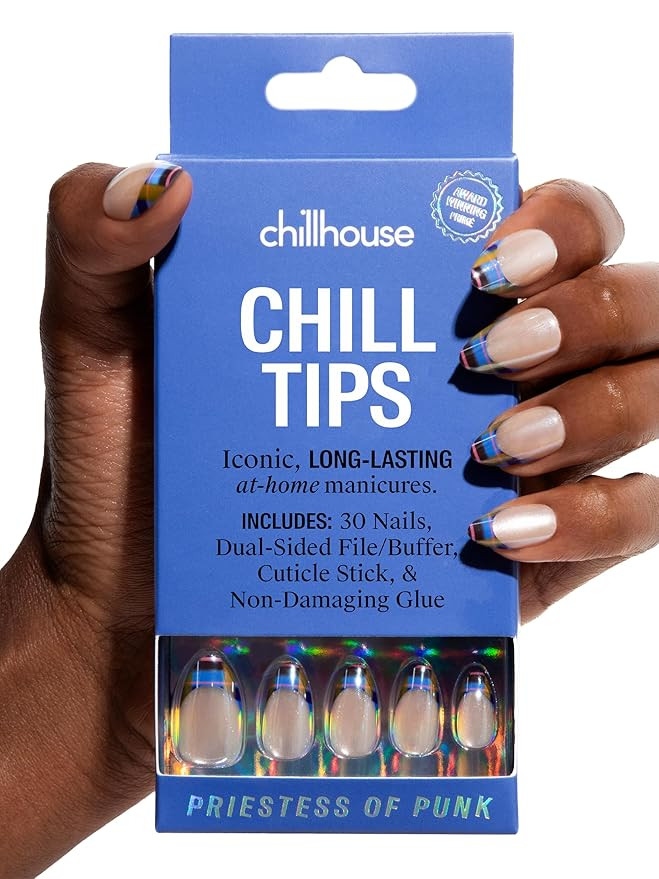 Chillhouse - Chill Tips, French Tip Press On Nails Kit - Priestess of Punk (Almond) - 30 Nail Sha... | Amazon (US)
