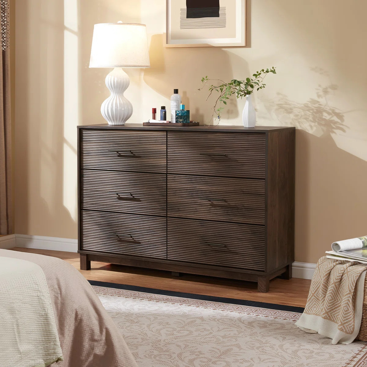 6 - Drawer Dresser & Chest Wide Chest of Drawers Storage Organizer Unit Bedroom Dresser  Commode | Wayfair North America