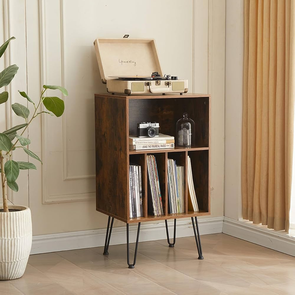 Leesingdo Record Player Stand with Vinyl Storage, Vinyl Record Storage Cabinet Holds Up to 150 Al... | Amazon (US)