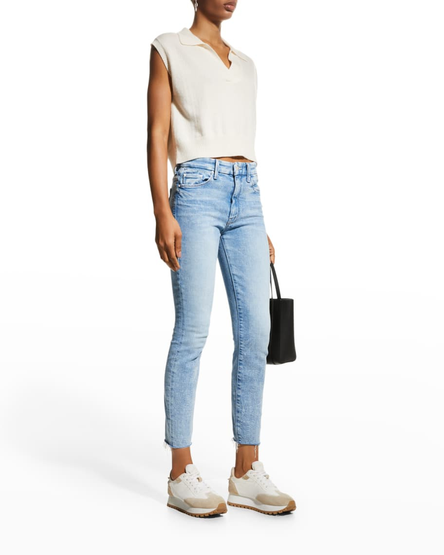 MOTHER High-Waisted Looker Ankle Fray Jeans | Neiman Marcus