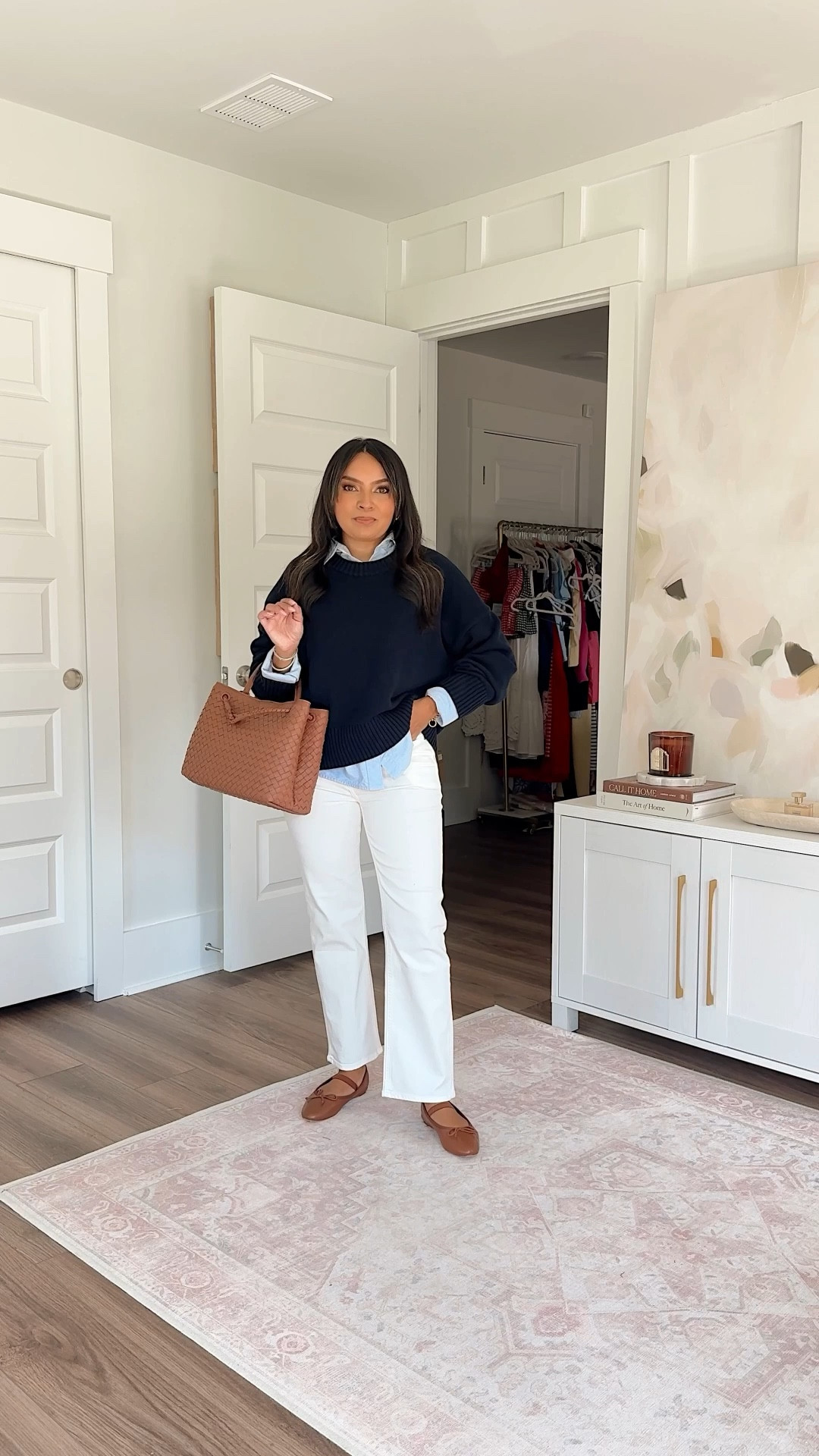 Navy sweater size xs TTS
Blue button down size xs TTS
Cloud white straight jeans size 26, 26” inseam TTS


#LTKFindsUnder100 #LTKPetite #LTKStyleTip