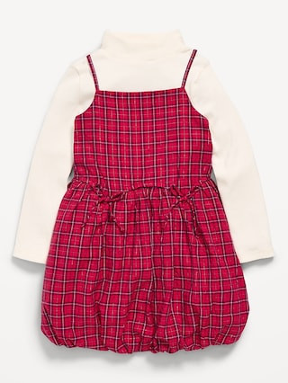 Mock-Neck Top and Plaid Bubble Dress Set for Toddler Girls | Old Navy (US)