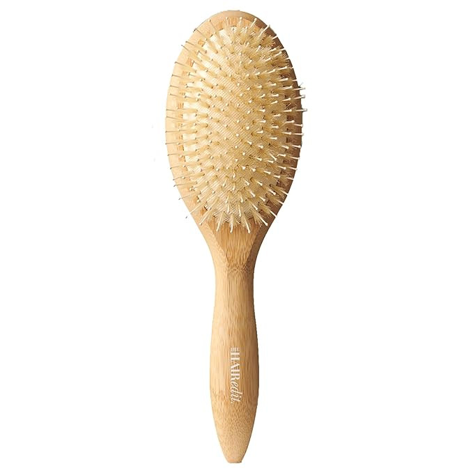 The Hair Edit The Glossifier Bamboo Boar Bristle Hair Brush, Non-Slip Grip and Ball-Tipped Bristl... | Amazon (US)