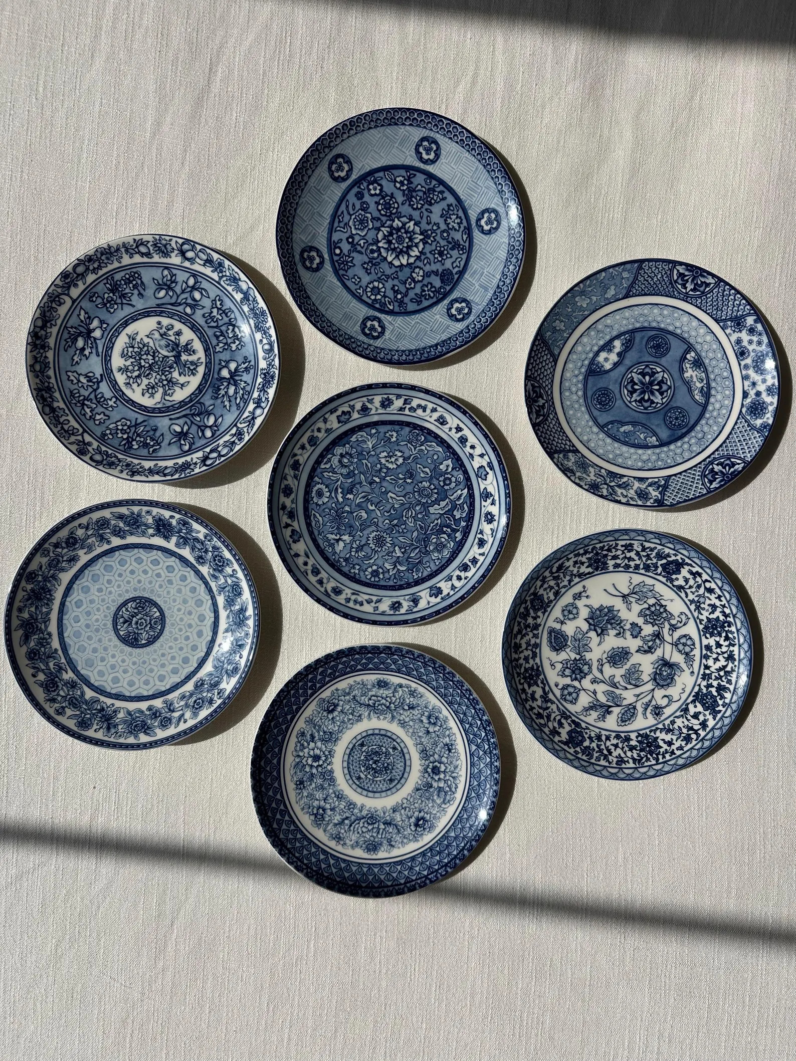Vintage porcelain blue and white appetizer plates set of 7 - Blue Dynasty by 222 Fifth | Etsy (US)