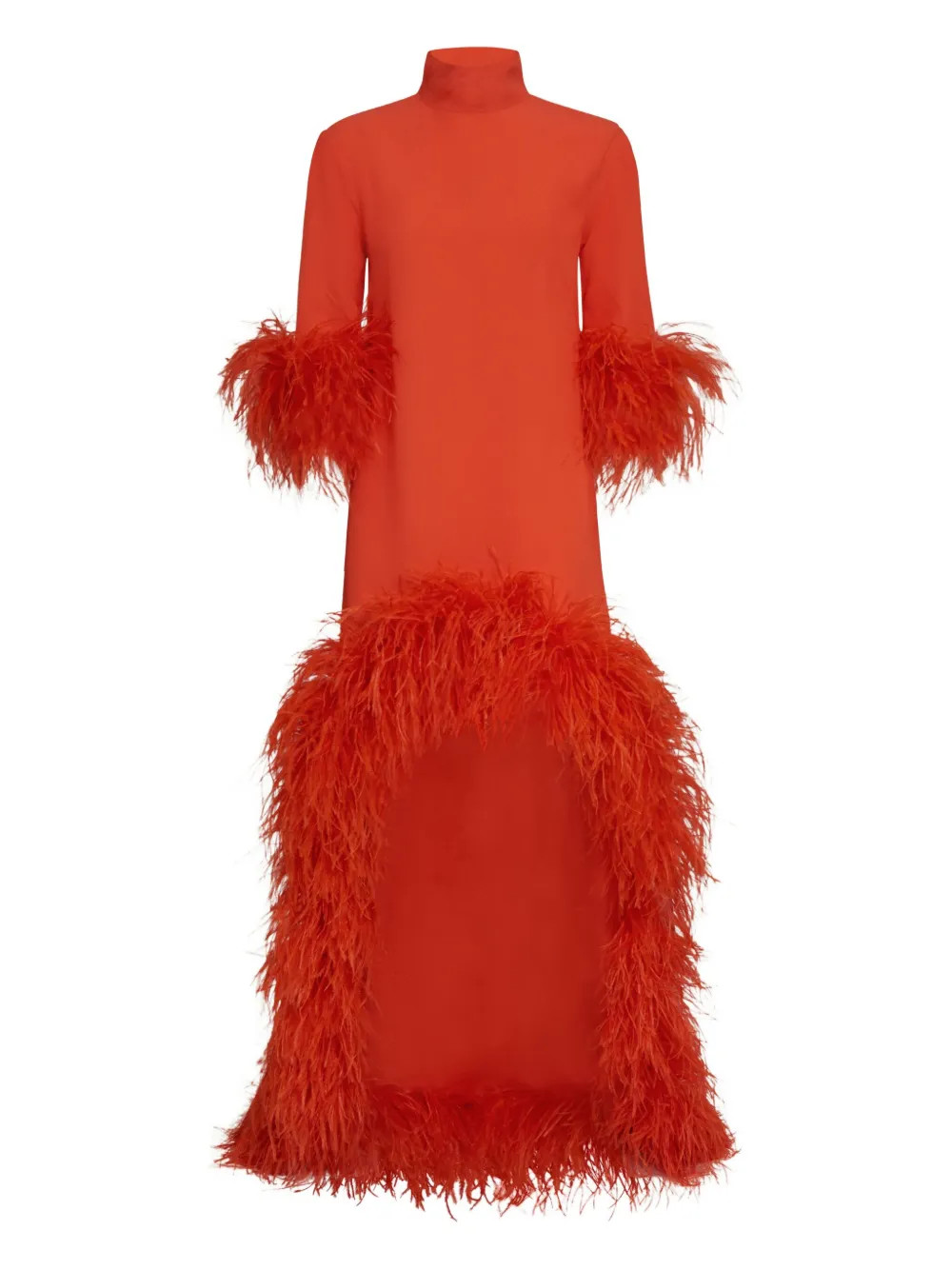 Gina Extravaganza feather-trimmed high-low dress | Farfetch Global