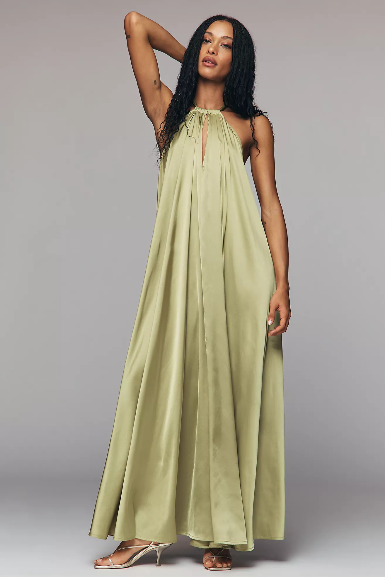 Endless Rose Satin Halter Maxi Dress | Anthropologie (US)