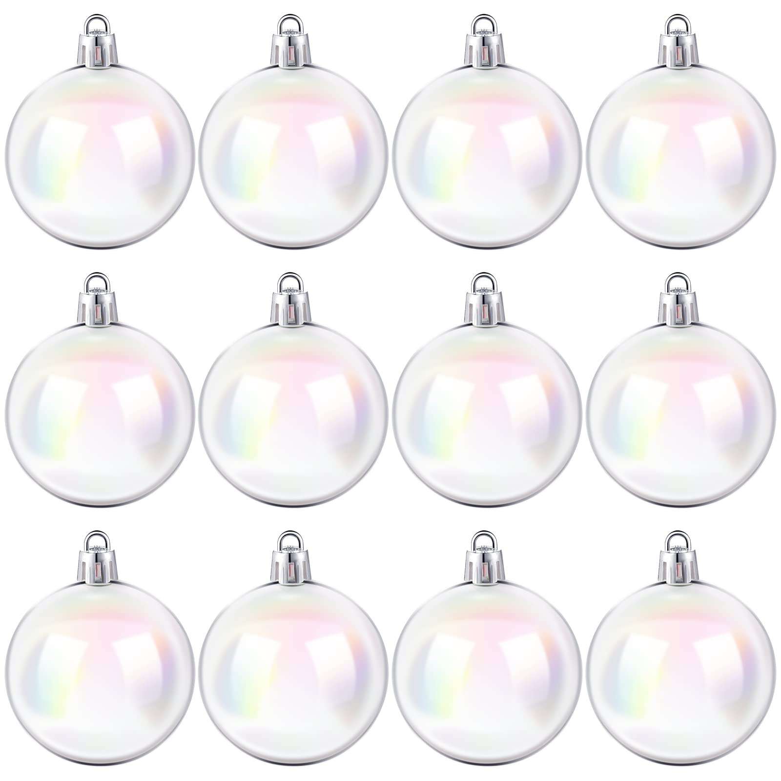 Jutom 24 Pcs Christmas Iridescent Ornaments Ball Clear Plastic Bubbles Cauldron Halloween Hanging... | Amazon (US)
