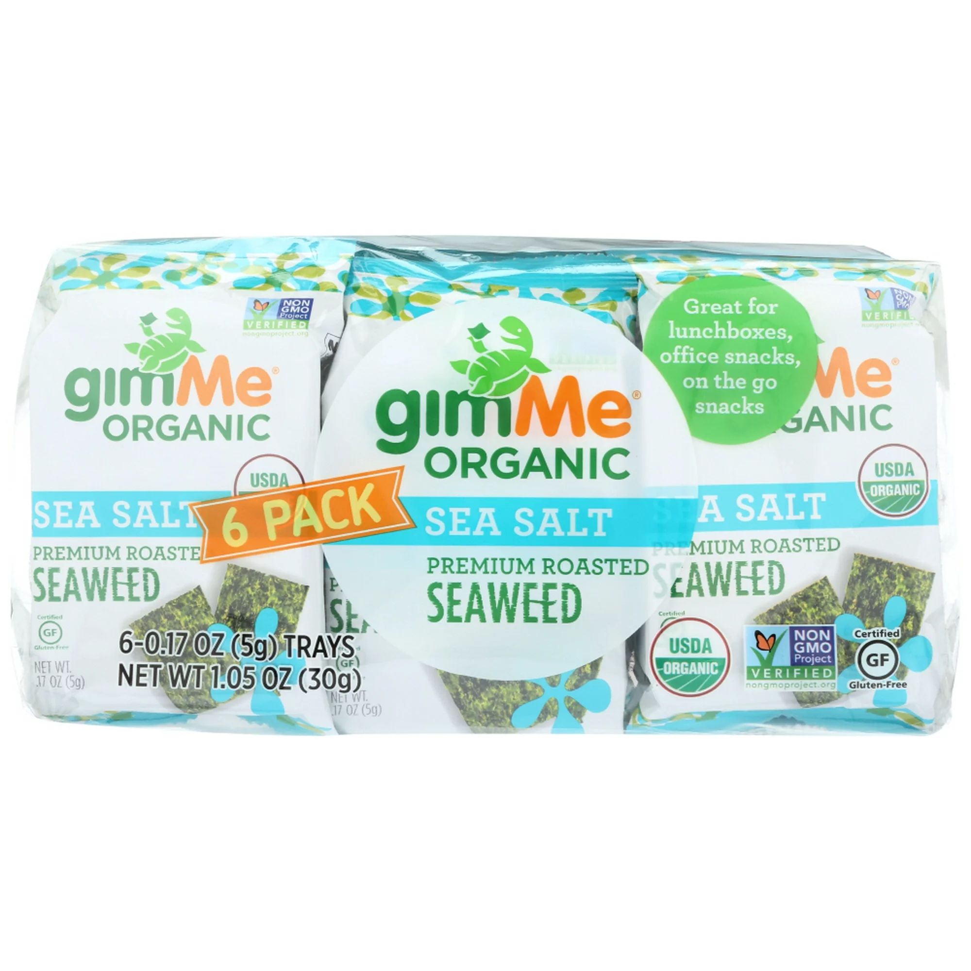 Gimme Seaweed Snacks Organic Roasted Seaweed Snack Sea Salt, 6/.17 Oz | Walmart (US)