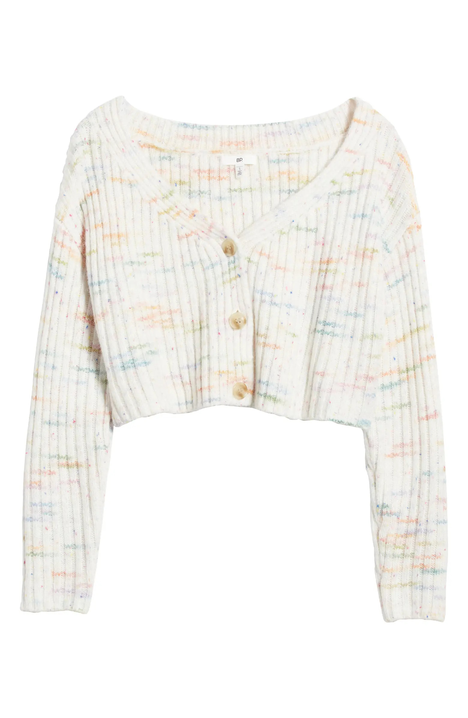 BP. Space Dye V-Neck Crop Rib Cardigan | Nordstrom | Nordstrom