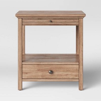 Shelburne Wood Nightstand with Drawer/Slide Out Shelf Brown - Threshold™ | Target