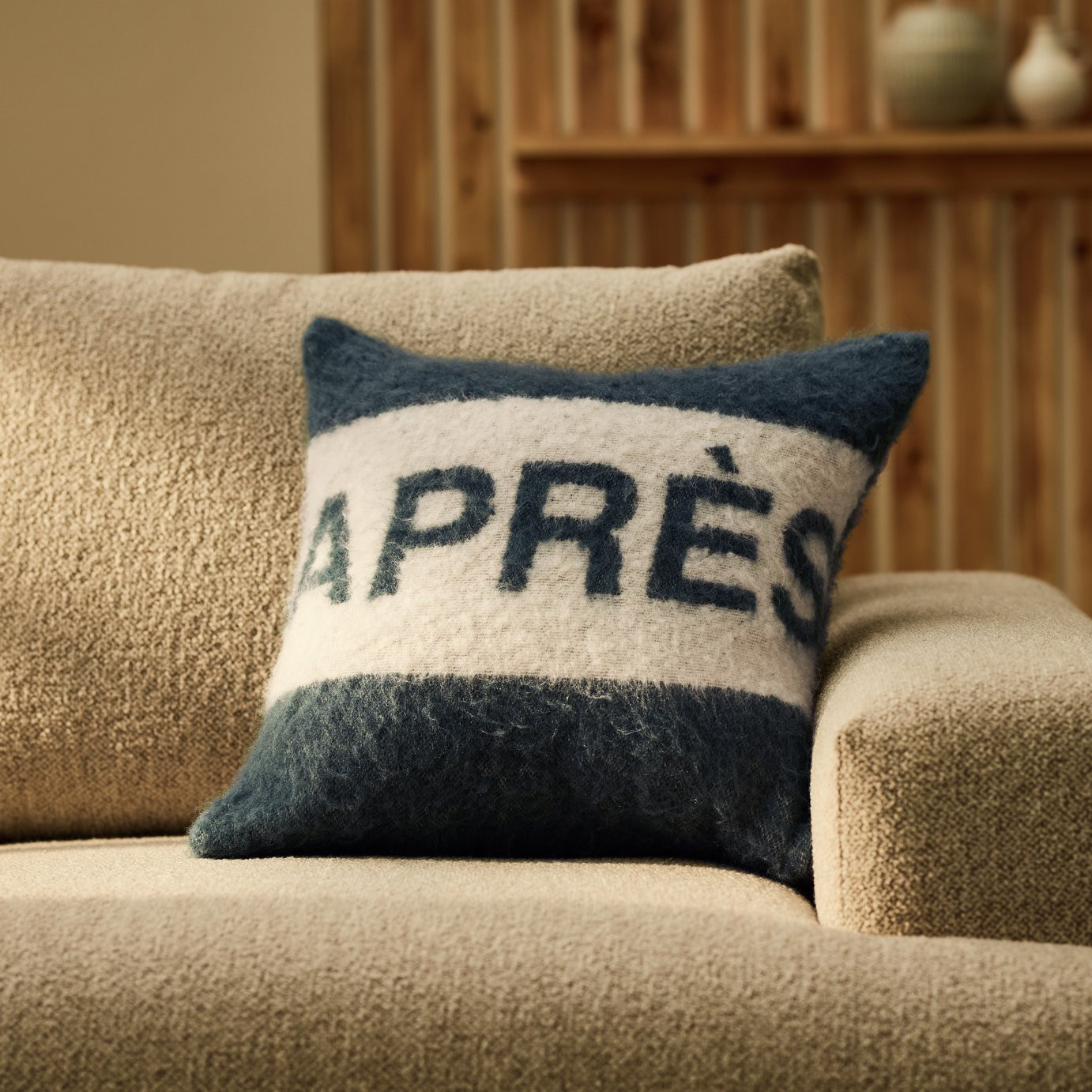 Habitat Apres Mohair Cushion - Navy - 43x43cm | argos.co.uk