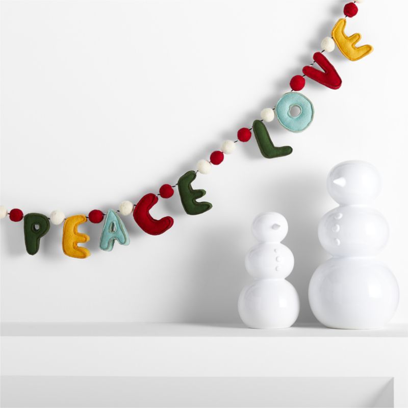 Peace and Love Felted Wool Garland | Crate & Kids | Crate & Barrel