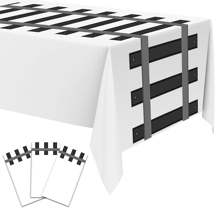 3Pcs Train Theme Party Decorations Railroad Track Plastic Tablecloths Train Track Table Covers 54... | Amazon (US)
