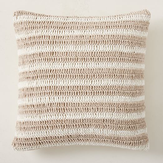 Crochet Linen Stripe Pillow Cover | West Elm (US)