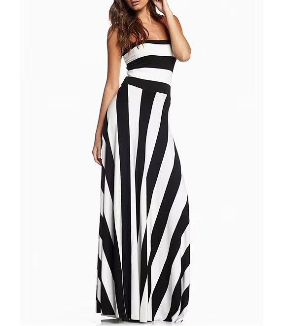 Striped Convertible Strapless Maxi Dress | Dillard's