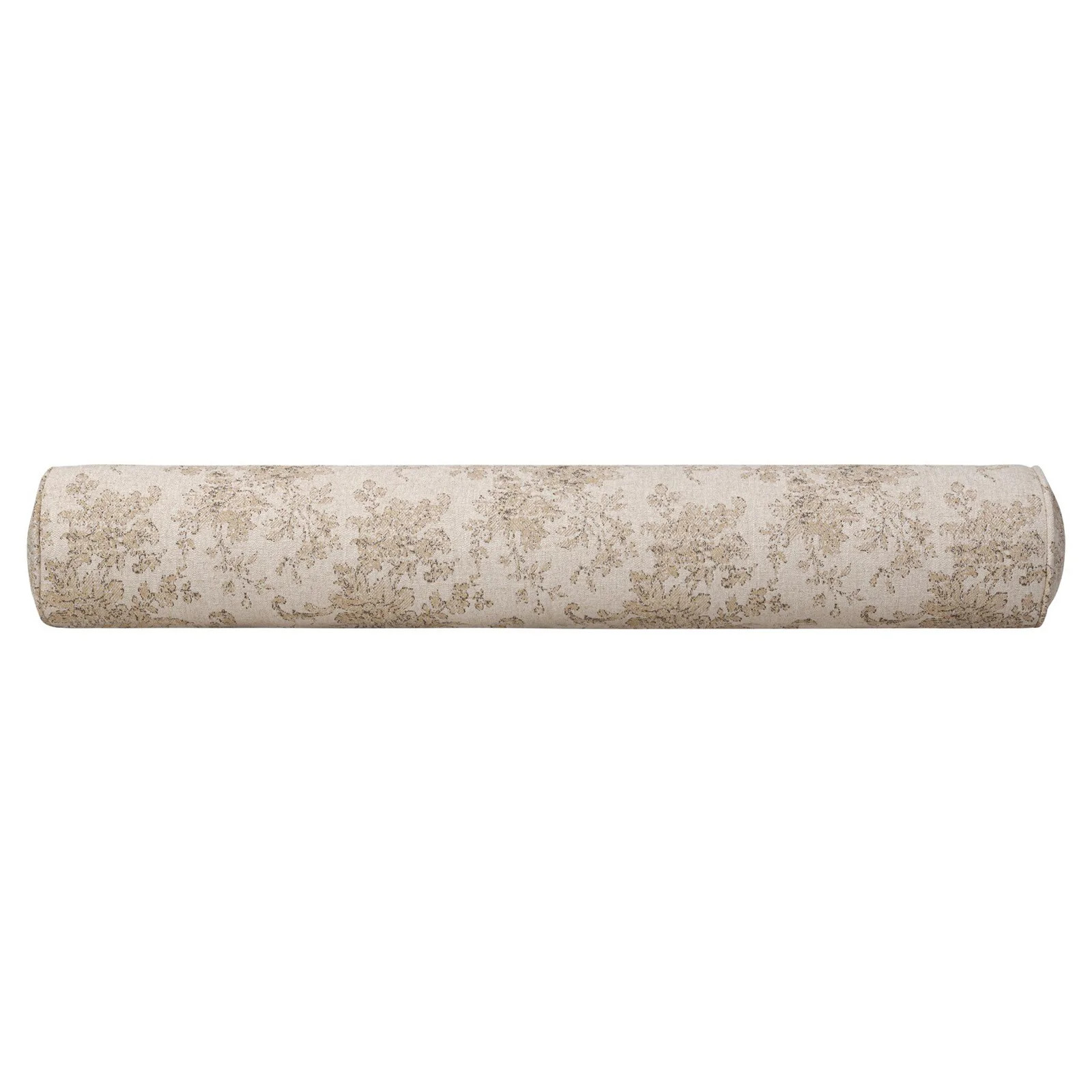 Elisha Updated Traditional Natural Damask Bolster Pillow - 8x48 | Kathy Kuo Home