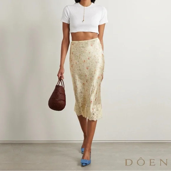 Doen Cream Floral Midi Skirt | Poshmark