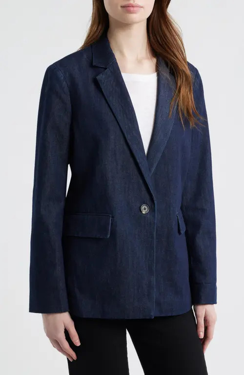 rag & bone Jennie One-Button Denim Blazer in Indigo at Nordstrom, Size 12 | Nordstrom