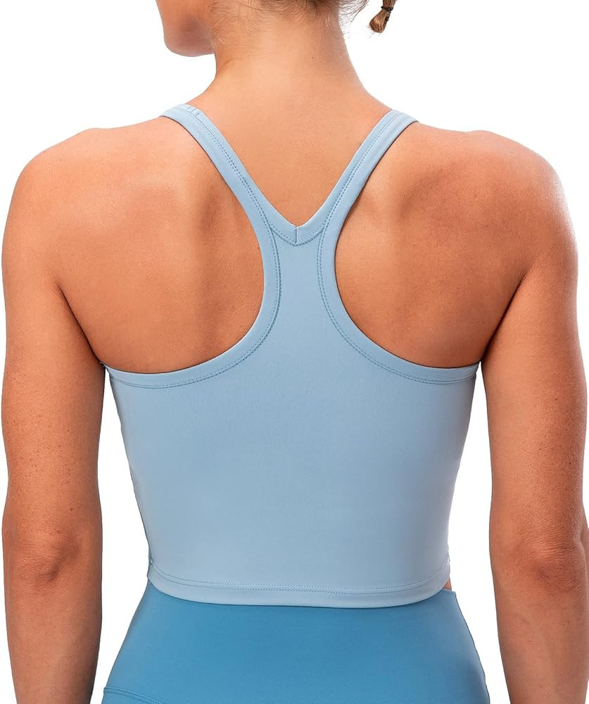 Lavento Women's Racerback Sports Bra Yoga Crop Top with Built in Bra | Amazon (US)