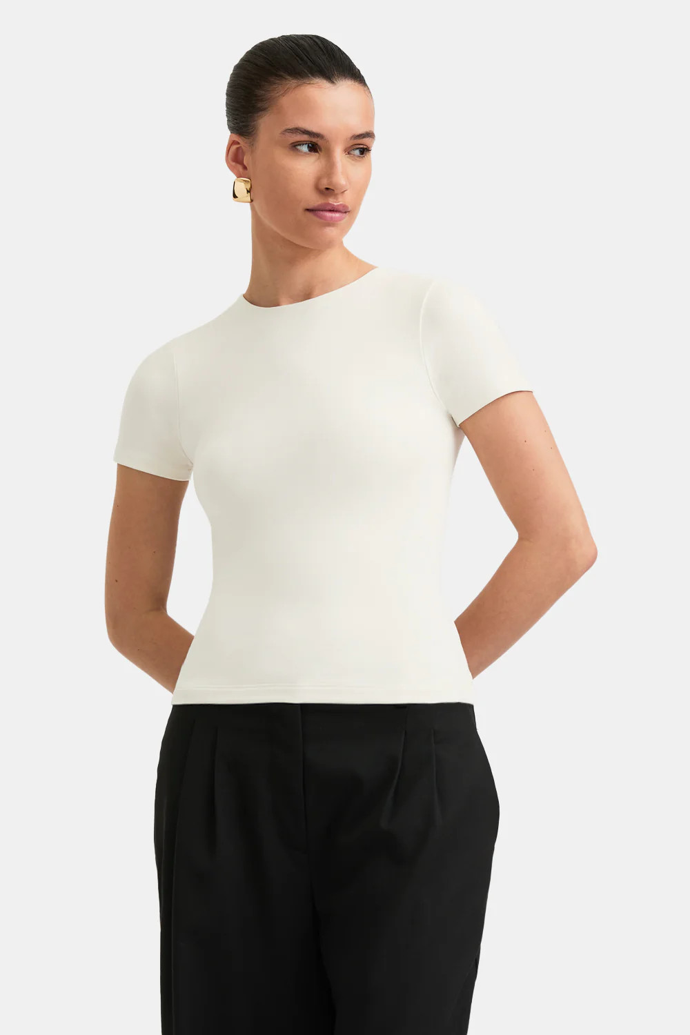 365 Crew Neck Short Sleeve T-Shirt - Vanilla | TALA (UK)