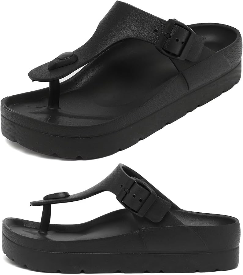 Womens Platform Sandals with Arch Support, Adjustable Buckle Beach Sandal Woman Comfort Lightweig... | Amazon (US)