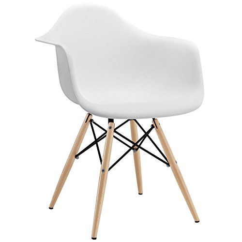 LexMod Wood Pyramid Armchair in White | Amazon (US)