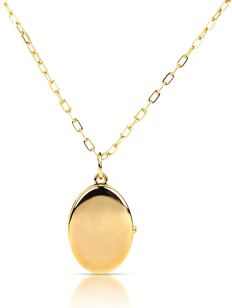 Modern Moments Locket Necklace For Women - Oval Locket Pendant Necklace With Picture Inside | Amazon (US)