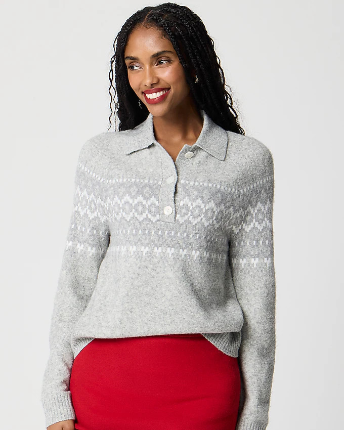Fair Isle sweater-polo in extra-soft yarn | J.Crew Factory