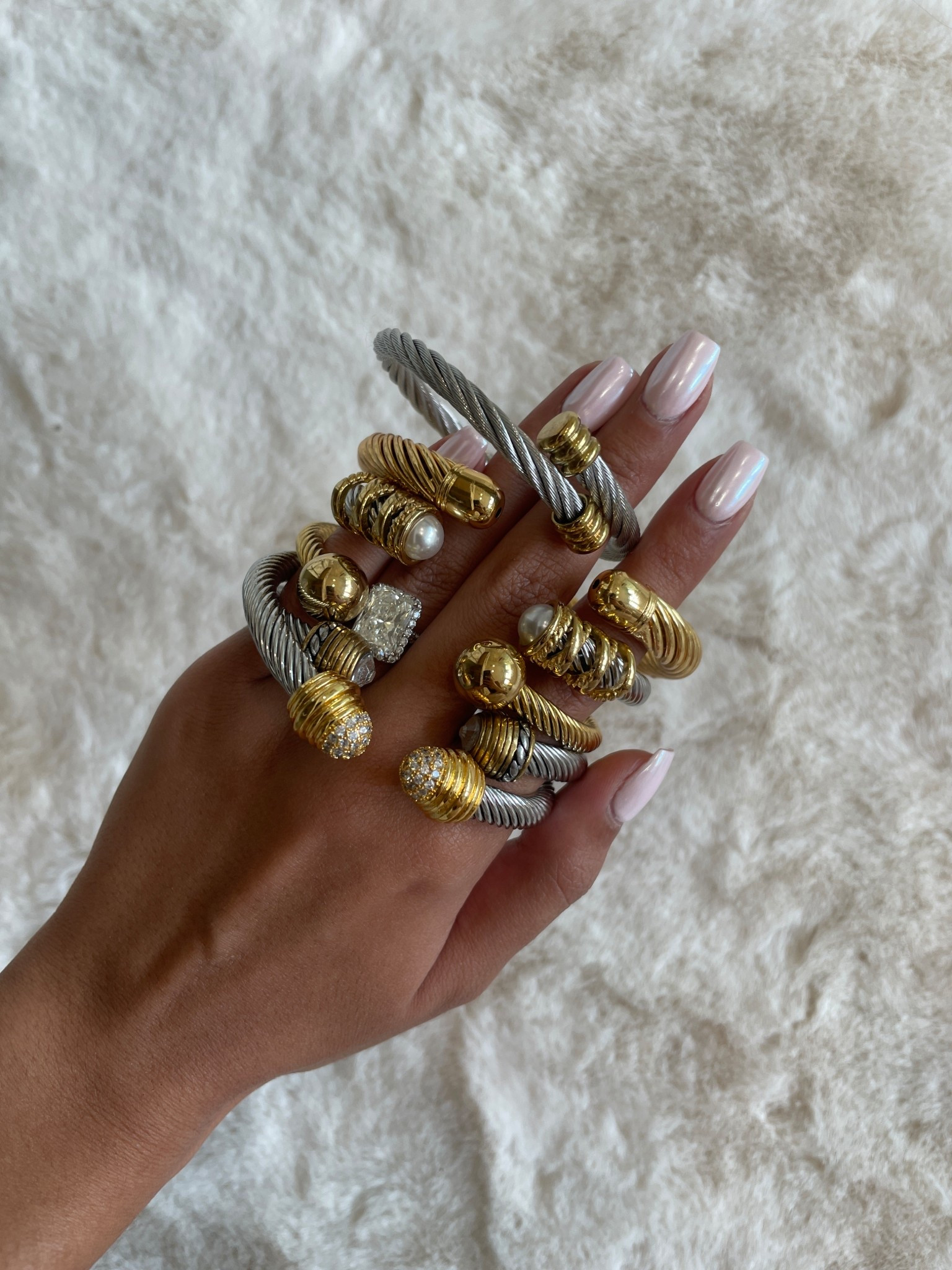 I lovveeeeee David Yurman but with how quickly my style changes I couldn’t bring myself to buy all of the cuffs I wanted for a stack. Sometimes, I buy the fake version of something before committing to the real thing. I once bought a fake tennis bracelet and I’m so glad I didn’t invest in the real diamonds because I ended up not loving the bracelet after all! This is me trying the dupe david yurman cuffs before deciding on the real thing 💘

•••


David yurman dupe David yurman bracelet David yurman cuffs David yurman cable bracelet cable bracelet cuff designer dupe try before you buy inexpensive jewelry accessories gold accessories gold bracelet silver bracelet silver accessories two toned accessories two toned bracelet silver and gold jewelry silver and gold bracelet 