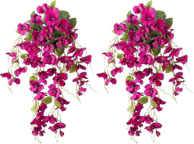 Fake Hibiscus Artificial Hanging Flowers Plants for Outdoors Spring Decoration, 2pcs Silk Hibiscu... | Amazon (US)