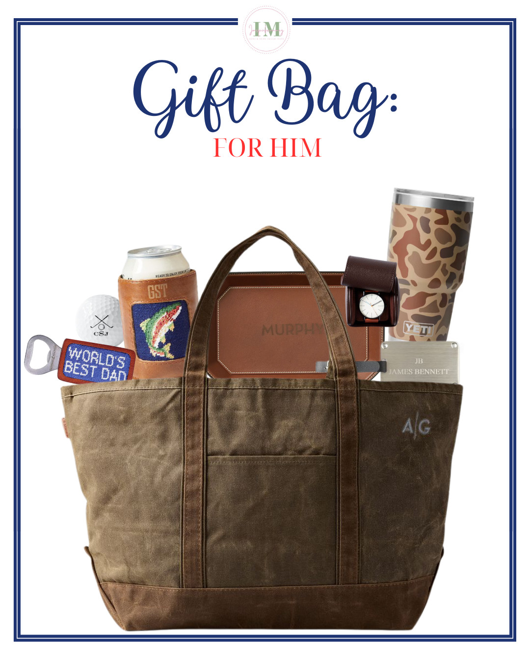 A gift bag he’ll actually love 🎁✨
From a monogrammed tote to practical accessories and custom details — this bundle is built for the guy who deserves the best. Perfect for Father’s Day, birthdays, or any “just because” moment 🤍

Shop the full bag and customize it for your favorite man! 🦌🍻

#LTKGiftGuide #GiftsForHim #MensGiftIdeas #MonogramMagic #EverydayEssentials #FathersDayReady #GiftBagIdea #ForHim #inspofrommeg 

 #LTKGiftGuide #LTKSaleAlert #LTKFindsUnder100