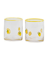 Set Of 2 Lemon Applique Glasses With Contrast Rim | TJ Maxx
