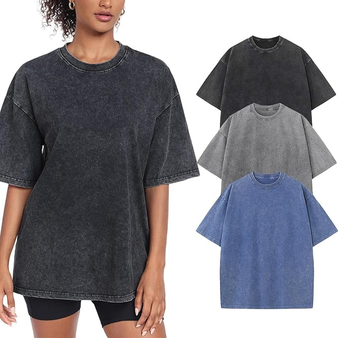 Womens Washed Vintage Oversized T-Shirt Baggy Workout Tops Short Sleeve Cotton Tshirts Streetwear... | Amazon (US)