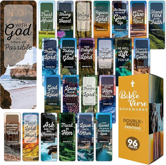 96 Pack Christian Bookmarks for Women, Men—Inspirational Bible Bookmark with Scripture, Bulk Ch... | Amazon (US)