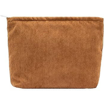 PAZIMIIK Makeup Bag Large Zipper Corduroy Make Up Pouch for Purse Travel Canvas Cosmetic Organize... | Amazon (US)