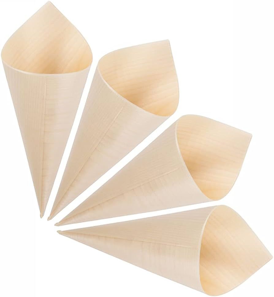 Gere Disposable Wood Charcuterie Cones Plates, Large 7.1 inches Tall x 2.75 inches Dia - 100 Piec... | Amazon (US)