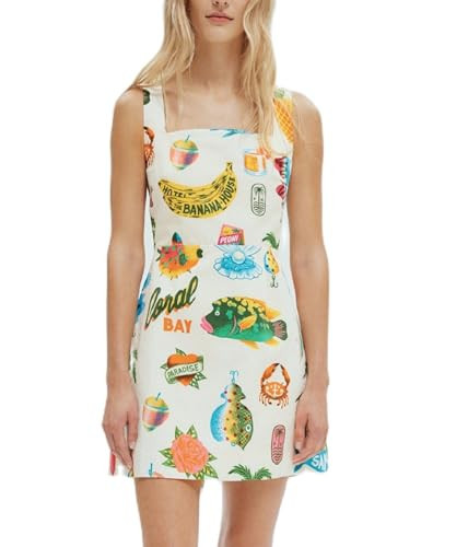 Women Y2K Cute Mini Dress Fruit Print Spaghetti Strap Short Dress Graffiti Cami Dress Sleeveelss Backless Bodycon Sun Dress （Floral ，Large） | Amazon (US)