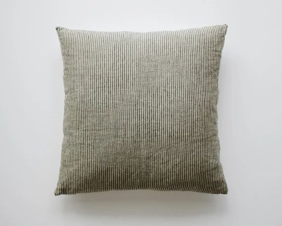 Gray Pin Striped Linen Pillow Cover  Modern Farmhouse Pillows | Etsy | Etsy (US)