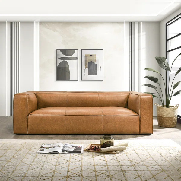 Latravion 88'' Modern Luxury Genuine Leather Comfy Sofa Couch | Wayfair North America