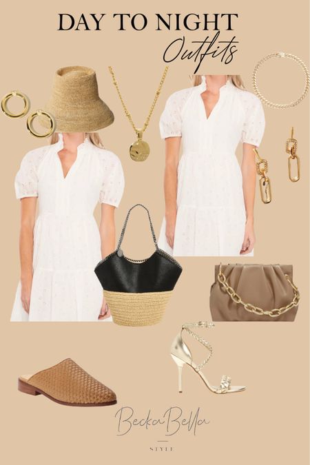 All white warmer weather vacation outfit roundup 🙌🏽 Straw bucket hat + woven leather mules + two tone leather and straw bag + gold hoops + nude colored clutch with gold links hardware. #womenstyle #womenfashion #vacationstyle #daytonightoutfits

#LTKstyletip #LTKtravel #LTKSeasonal
