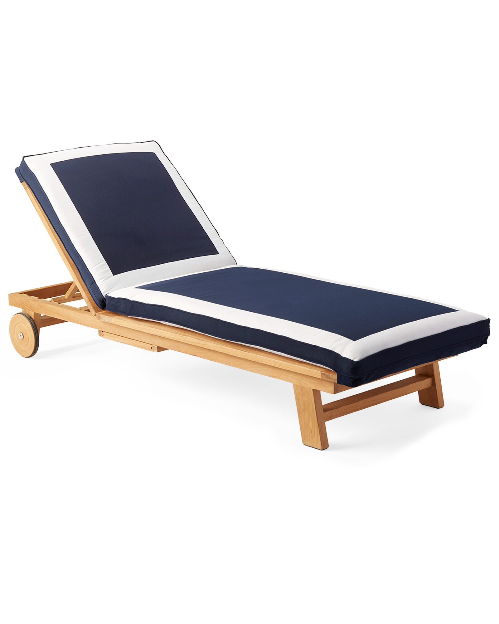 Crosby Teak Chaise - Sunbrella® Border Frame | Serena and Lily