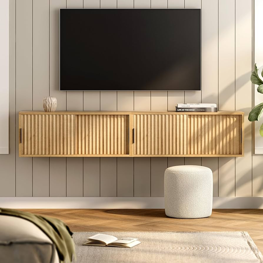 Fluted Floating TV Stand Set of 2, 30" Multi-Purpose Modern TV Display Shelf Console Entertainmen... | Amazon (US)