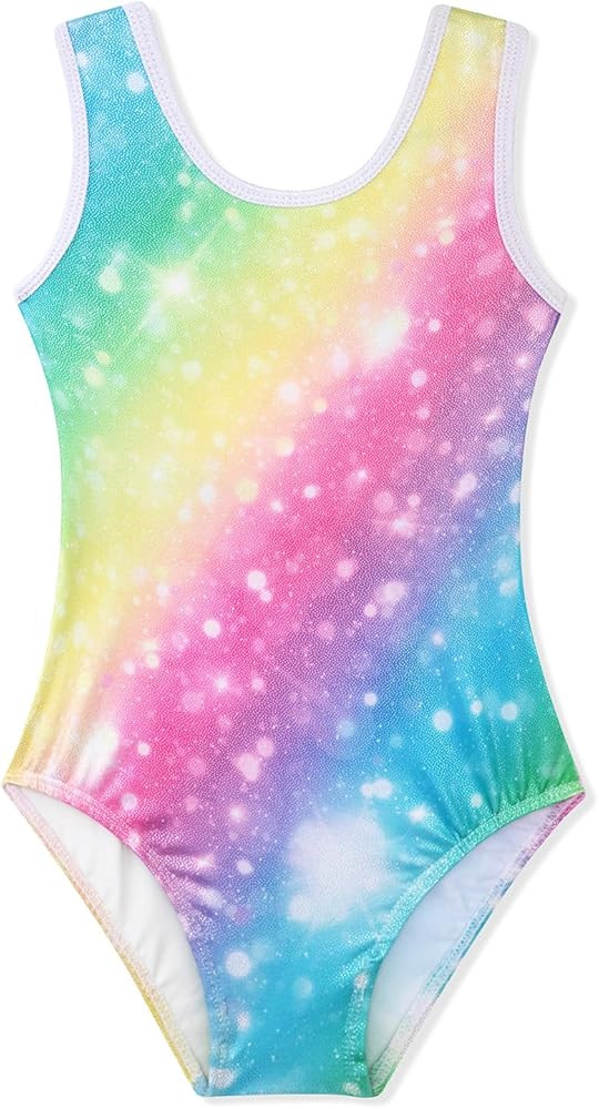 Amazon.com: Alakuoti Kids Leotards Gymnastics 7-8 Years Rainbow Sparkly Unitards Biketard For Tra... | Amazon (US)