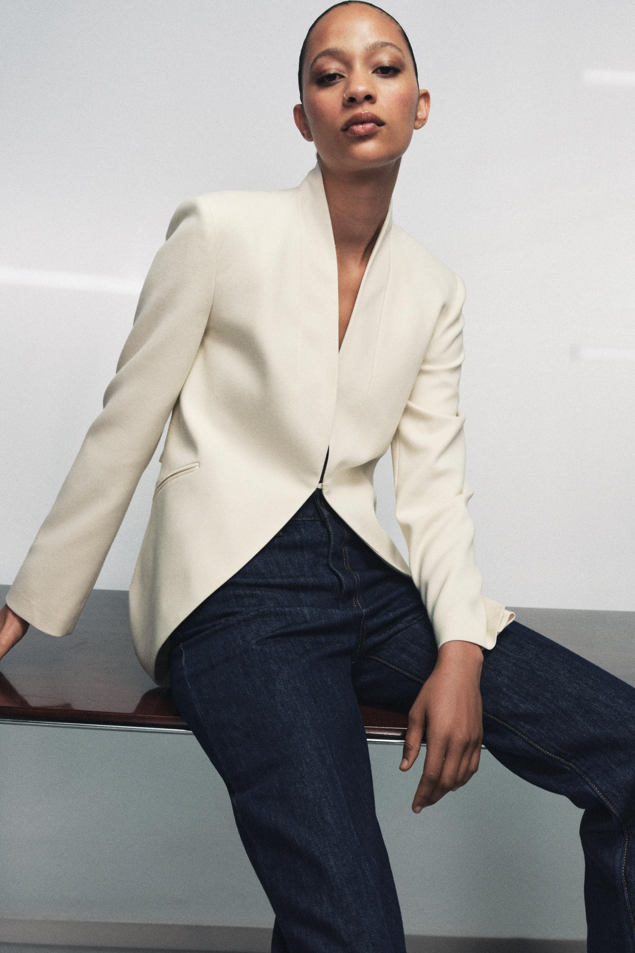 ZW COLLECTION LAPELLESS LONG BLAZER | Zara US