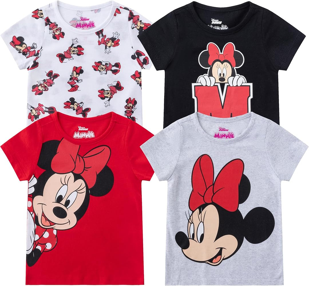 Disney Minnie Mouse Girls 4 Piece Short Sleeve T-Shirt for Toddler and Big Kids | Amazon (US)